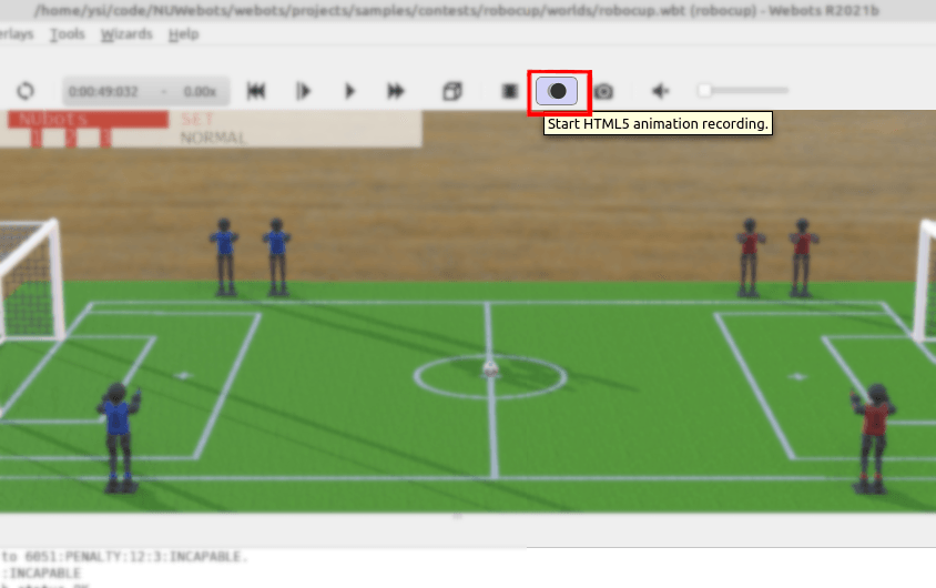 HTML5 animation record button in Webots